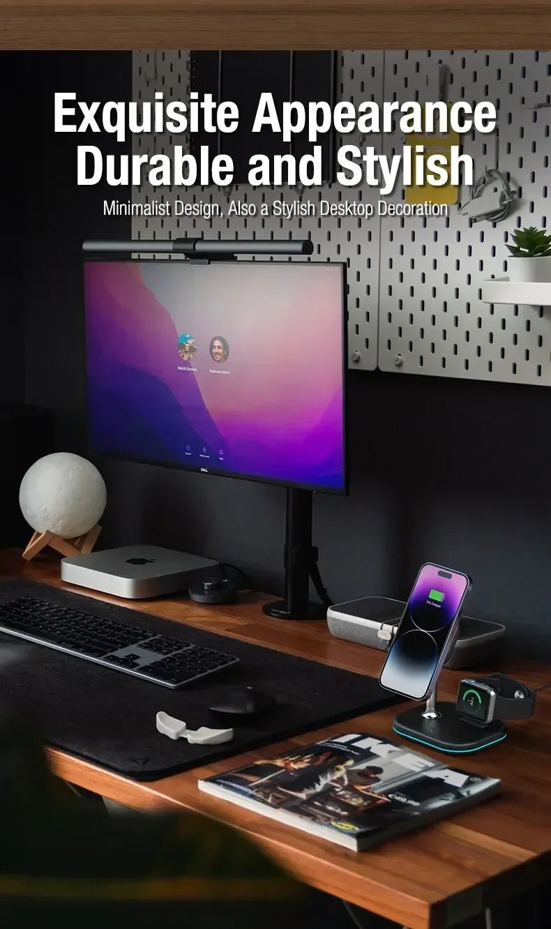Soporte de cargador inalámbrico magnético 3 en 1 para Magsafe iPhone 16 15 14 13 Pro Max Apple Watch 9 8 AirPods Pro estación de carga rápida