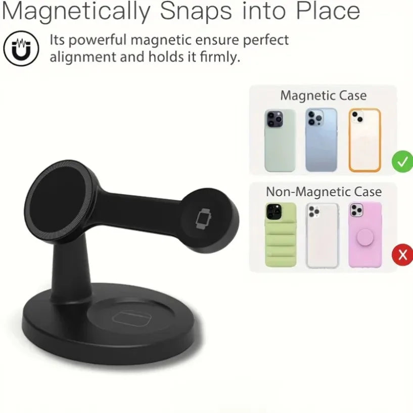Soporte de cargador inalámbrico magnético 3 en 1 para Magsafe iPhone 12 13 14 15 16 Pro Max iWatch 10 9 8 AirPods Pro Estación de carga rápida