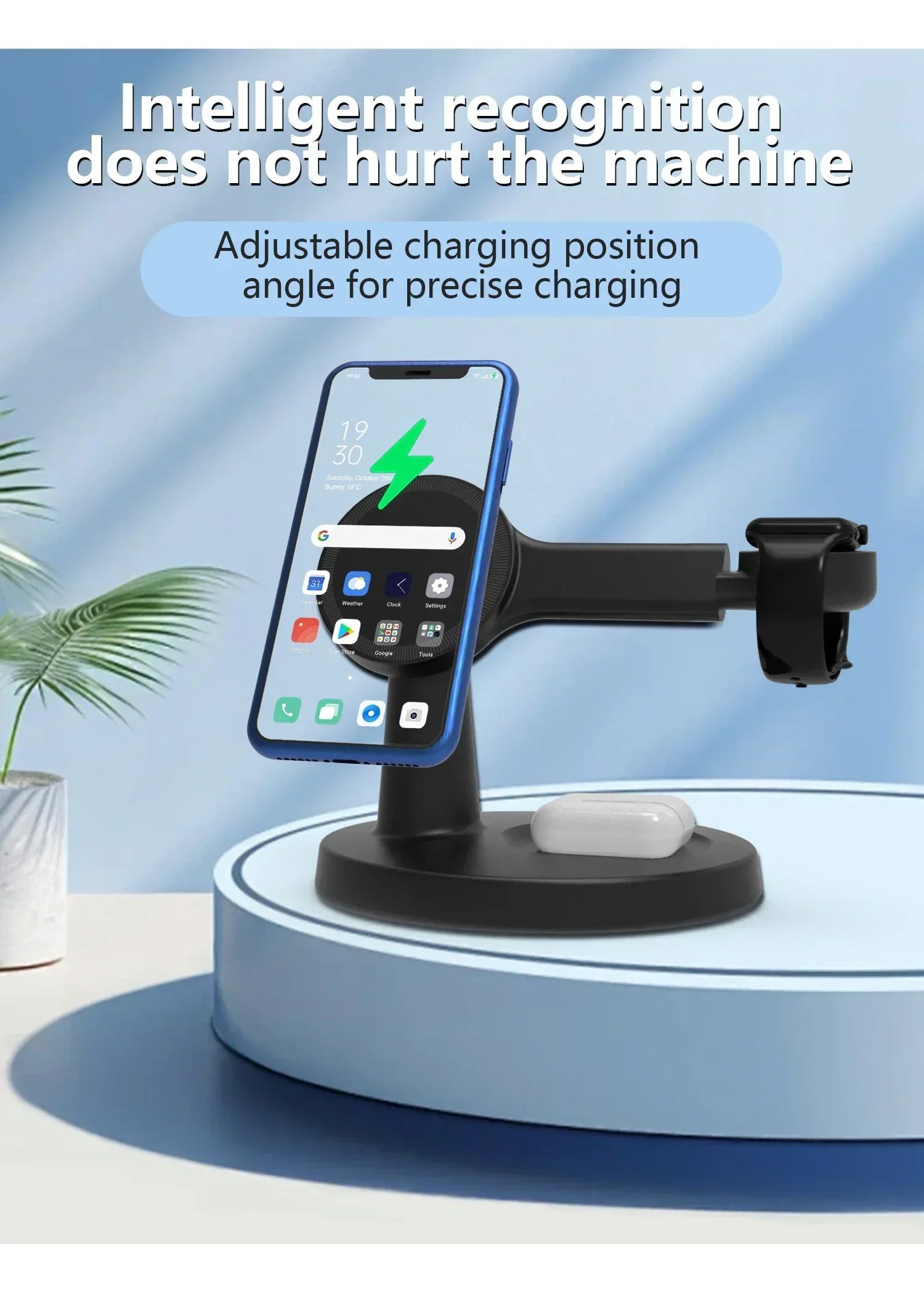 Soporte de cargador inalámbrico magnético 3 en 1 para Magsafe iPhone 12 13 14 15 16 Pro Max iWatch 10 9 8 AirPods Pro Estación de carga rápida