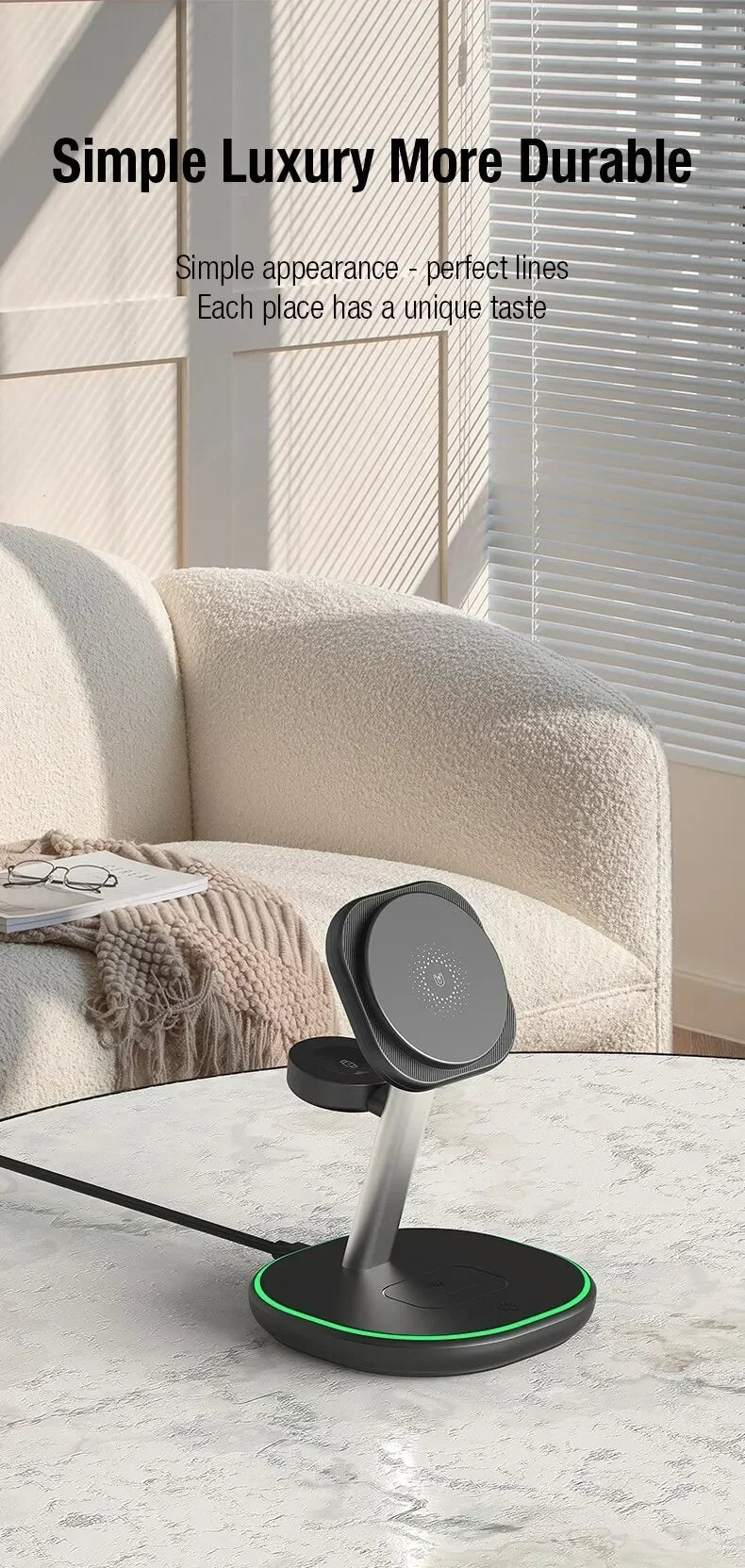 Soporte de cargador inalámbrico magnético 3 en 1 para Magsafe iPhone 16 15 14 13 Pro Max Apple Watch 9 8 AirPods Pro estación de carga rápida