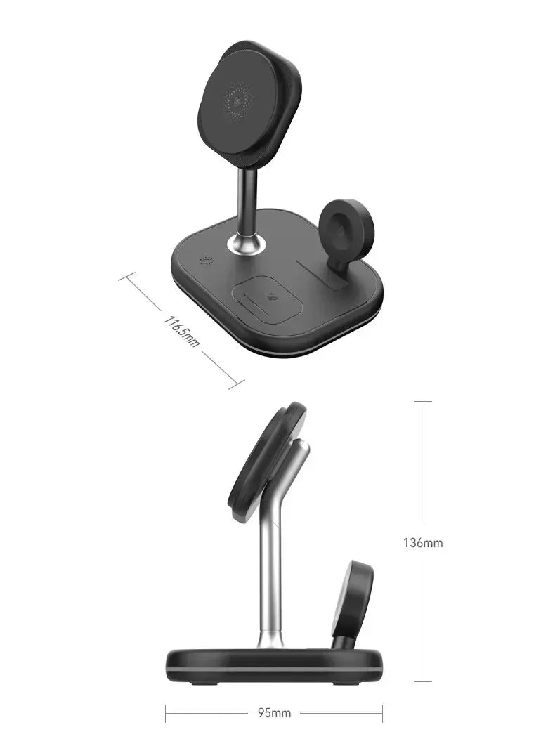 Soporte de cargador inalámbrico magnético 3 en 1 para Magsafe iPhone 16 15 14 13 Pro Max Apple Watch 9 8 AirPods Pro estación de carga rápida