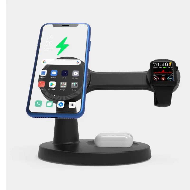 Soporte de cargador inalámbrico magnético 3 en 1 para Magsafe iPhone 16 15 14 13 Pro Max Apple Watch 9 8 AirPods Pro estación de carga rápida